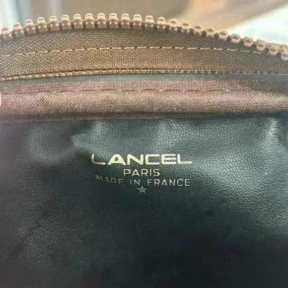 Lancel Paris Canvas Toiletry Dopp Bag Travel Camel Color Brown trim - Picture 4 of 12